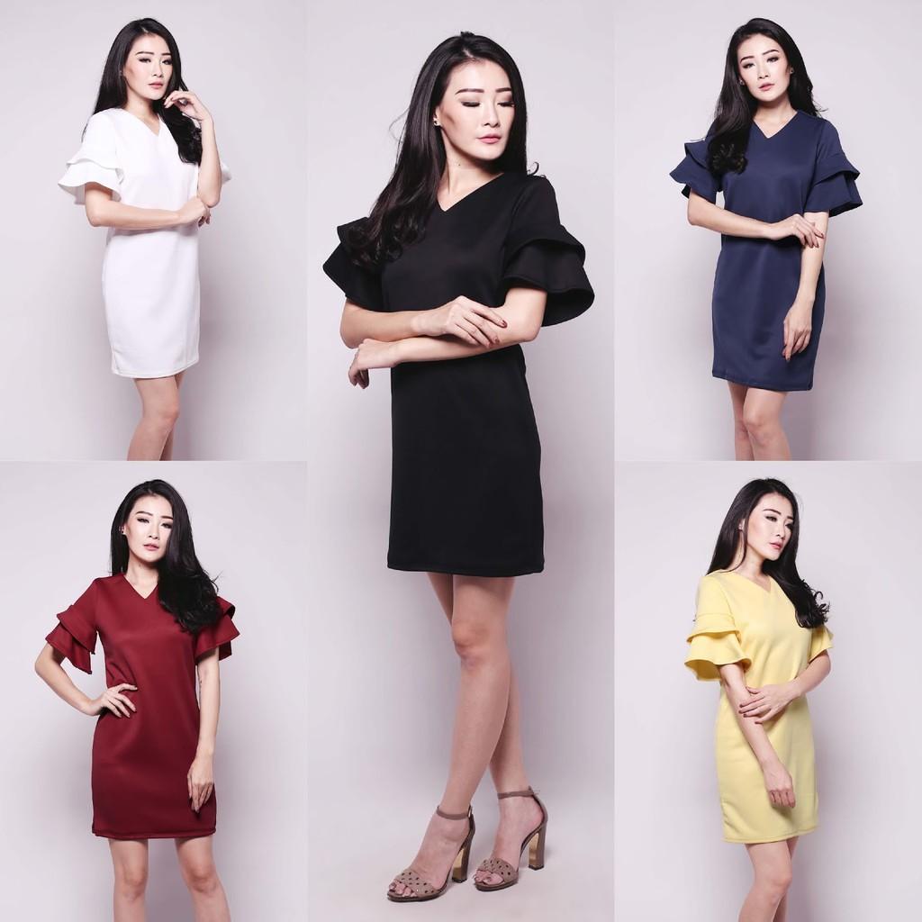 Anne Flare Dress Double Layer Gaun Pakaian Wanita DS931-X