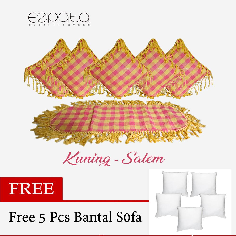 Ezpata Set (SBK) 5 Sarung Bantal Kursi +Taplak Meja Tamu Bahan Tenun Rumbai Motif Kotak-Kotak - Free 5 Pc Silicone Ezpata Set (SBK) 5 Sarung Bantal Kursi +Taplak Meja Tamu Bahan Tenun Rumbai Motif Kotak-Kotak - Free 5 Pc Silicone