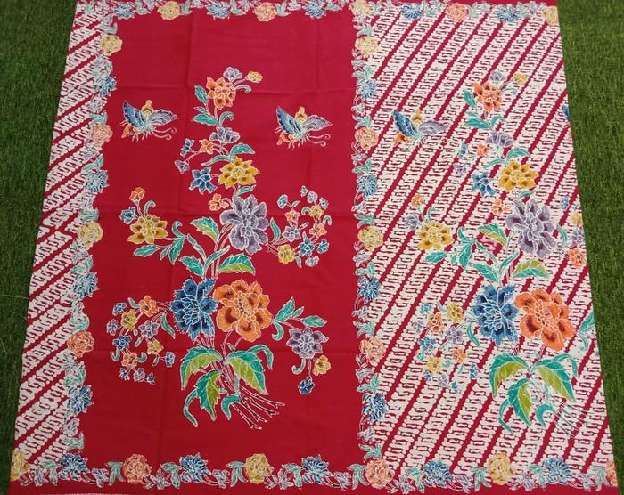 Kain batik solo encim parang baris kupu kembang merah