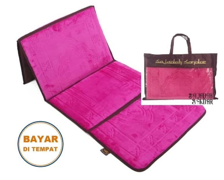 (FUCHSIA) 1 Sajadah Sandar Surabaya 100% Premium Quality Sajadah Lipat Portable Beludru