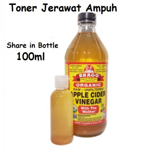 Toner Obat Jerawat BRAGG Cuka Apel Botol Flip 100ml Ratio 1:2 (Aqua)