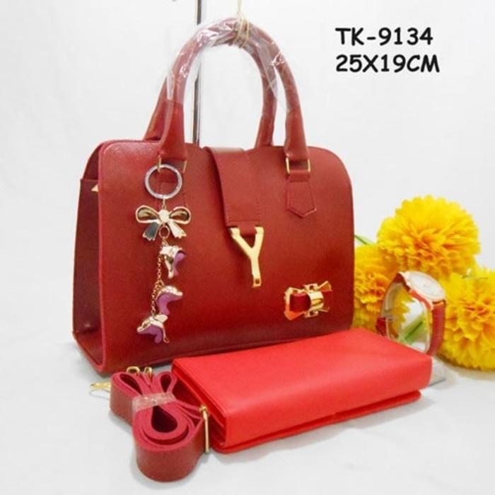 Tas Pita Y + BONUS Asesoris / 9134 / Tas Slempang Wanita Paket / Tas Wanita Model Terbaru / Tas Kerja Wanita Harian Branded Murah / Tas Fashion Wanita Bahu Slempang Jinjing Cewek Cewe