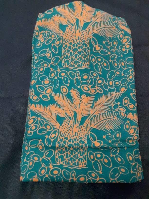 Batik Batak /Medan- Motif Sumut Kelapa Sawit Hijau Botol Orange