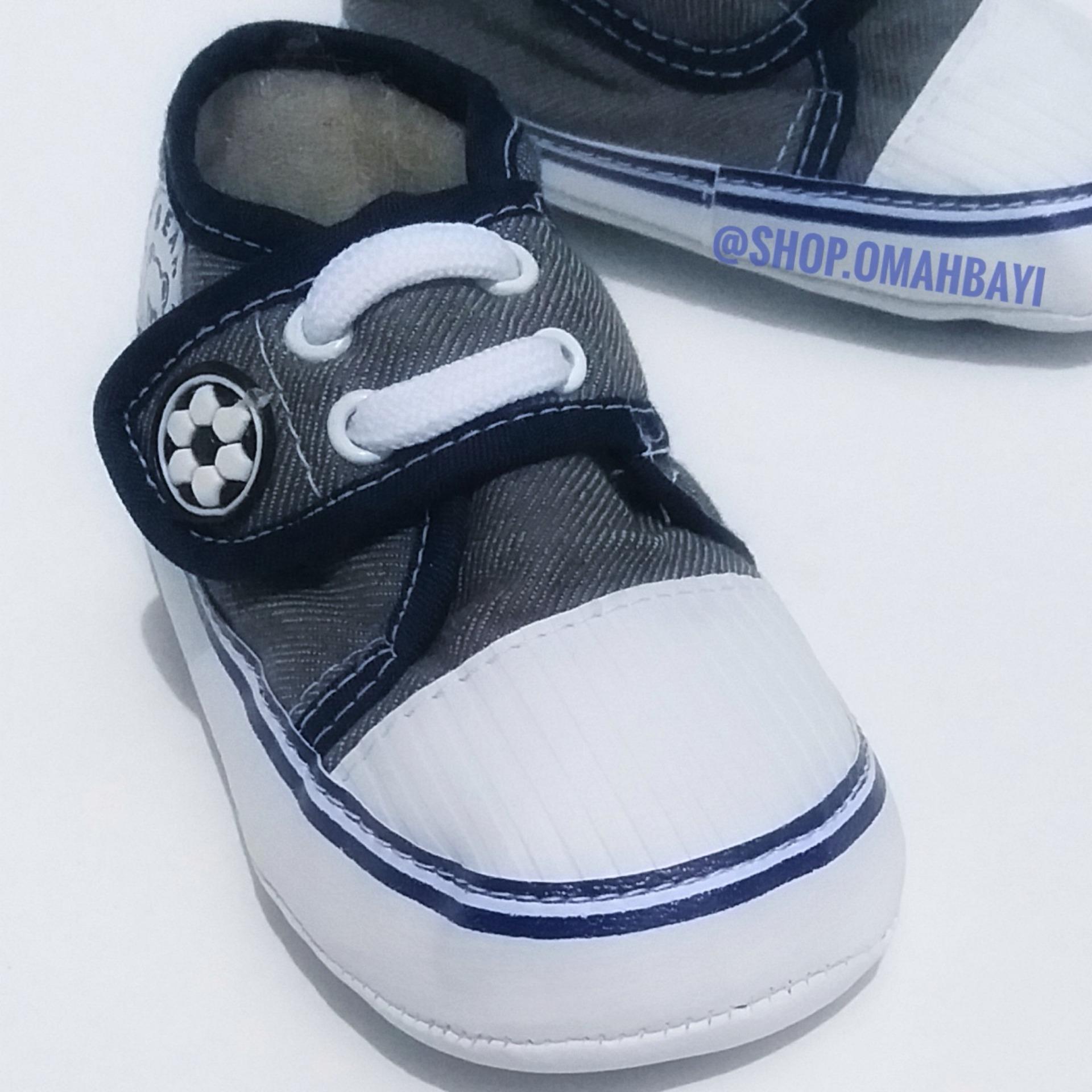 OMAHBAYI - Sepatu Bayi Baru Lahir New Born Laki-Laki Anak Cowok 0-9 Bulan Lucu Murah Bahan Lembut Motif Jeans Polos