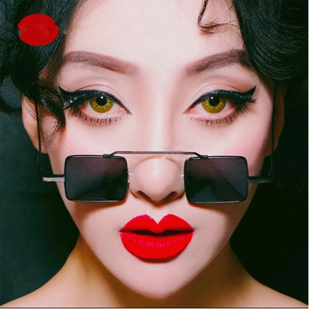 Leegoal Retro Steampunk Kacamata Hitam Wanita Persegi Matahari Kacamata Bingkai Kecil Wanita Antik Kacamata Wanita Kucing Mata Kacamata- internasional