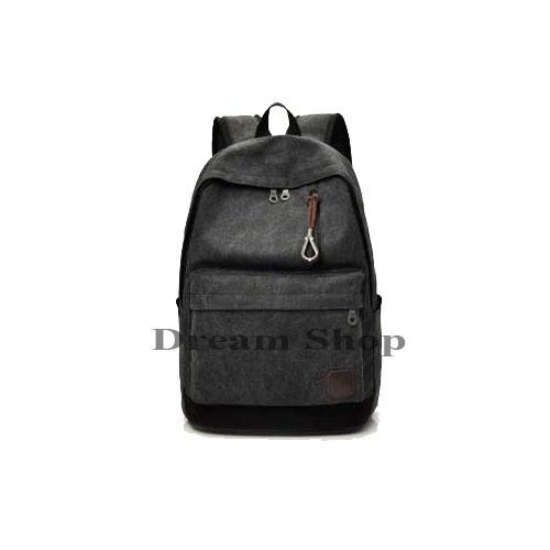 Dream Unique Tas Ransel Laptop Backpack Kanvas Travel Unisex Korea - Hitam