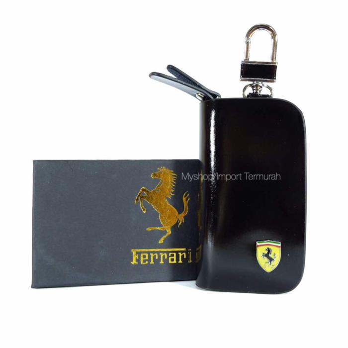 DOMPET GANTUNGAN KUNCI MOBIL IMPORT BRANDED | FERRARI 81 BLACK / BROWN