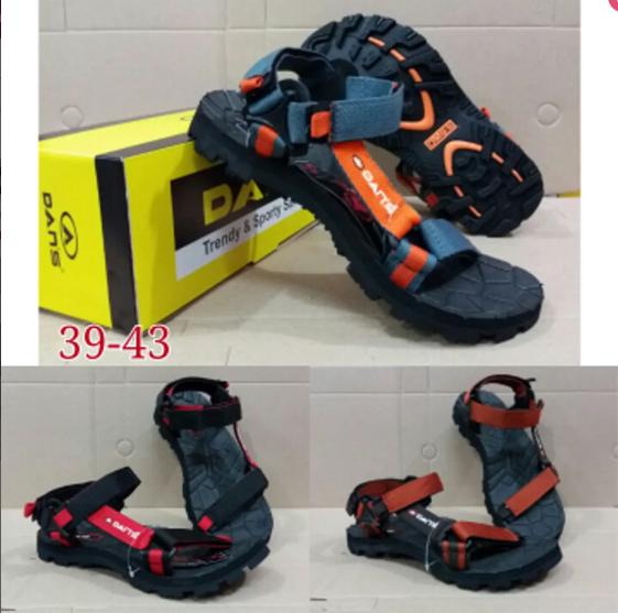Sandal Gunung Pria Dewasa Hitam list merah dan Abu abu