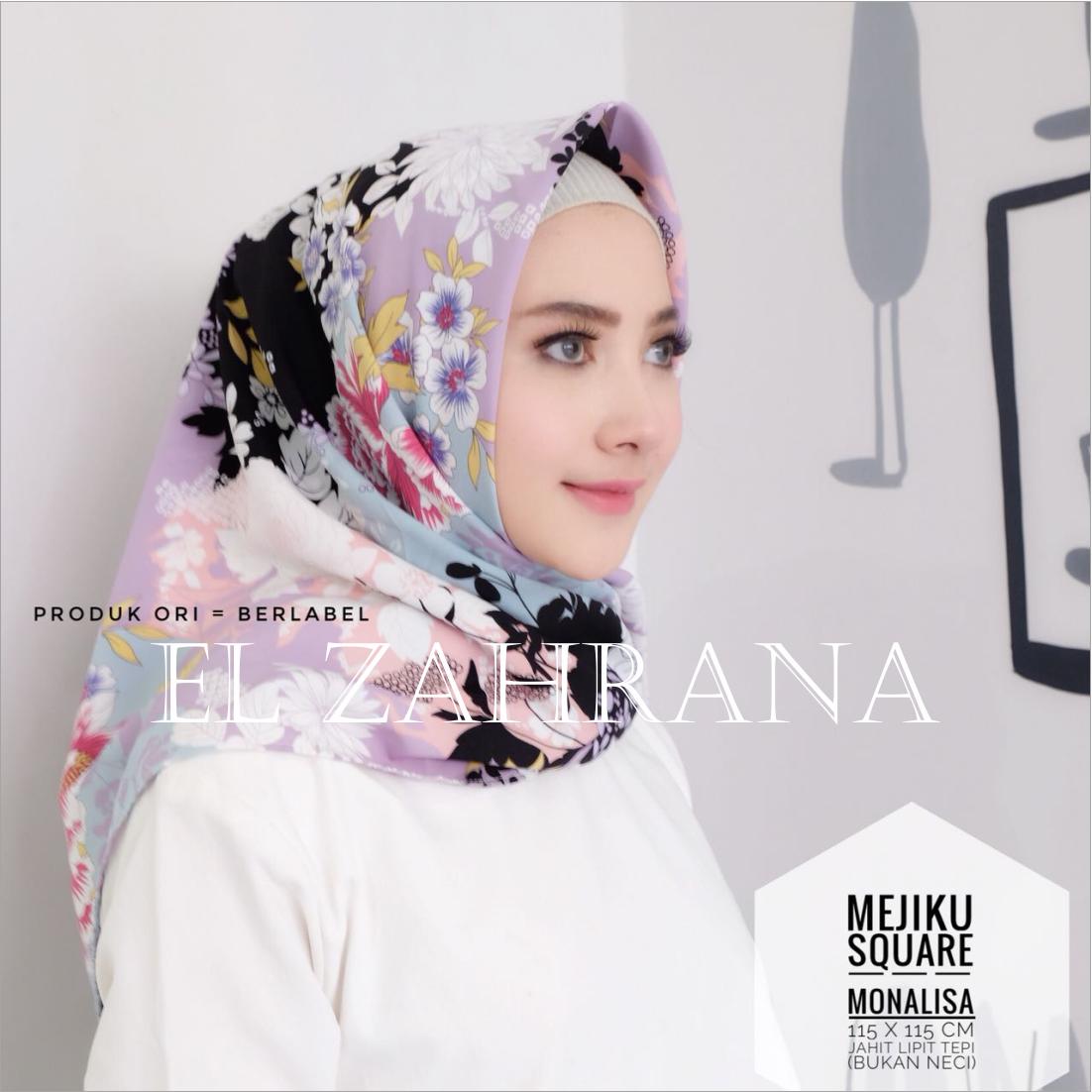 El Zahrana Kerudung Segi Empat - Jilbab Segi Empat - Jilbab Motif Premium - Monalisa