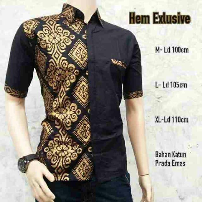 kemeja batik pria hitam prada emas BATIK PEKALONGAN - Hitam,termurahdan terlaris