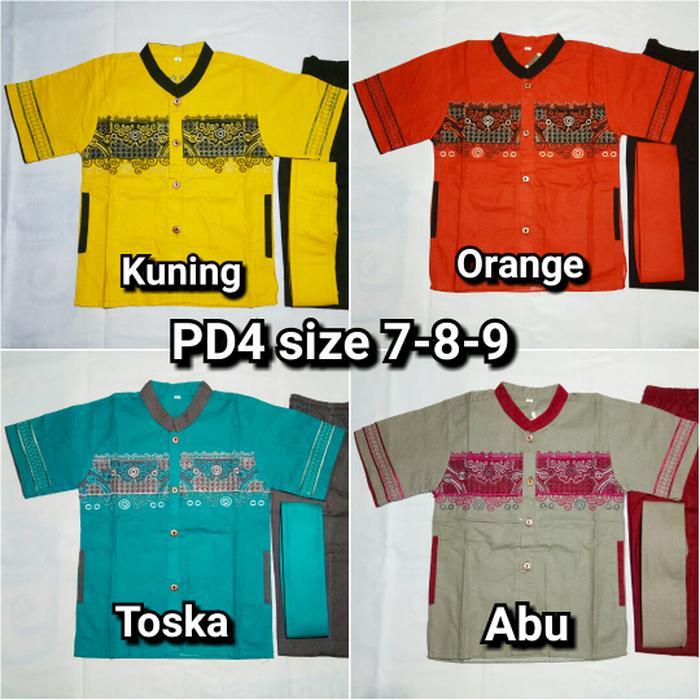 Baju koko anak laki 3in1 premium design - Setelan muslim lengan pendek