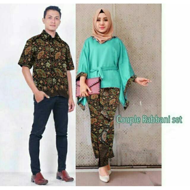 Gamis Syari Baju Couple Family Kebaya Batik Set Modis CP Rabbani Tosca Termurah