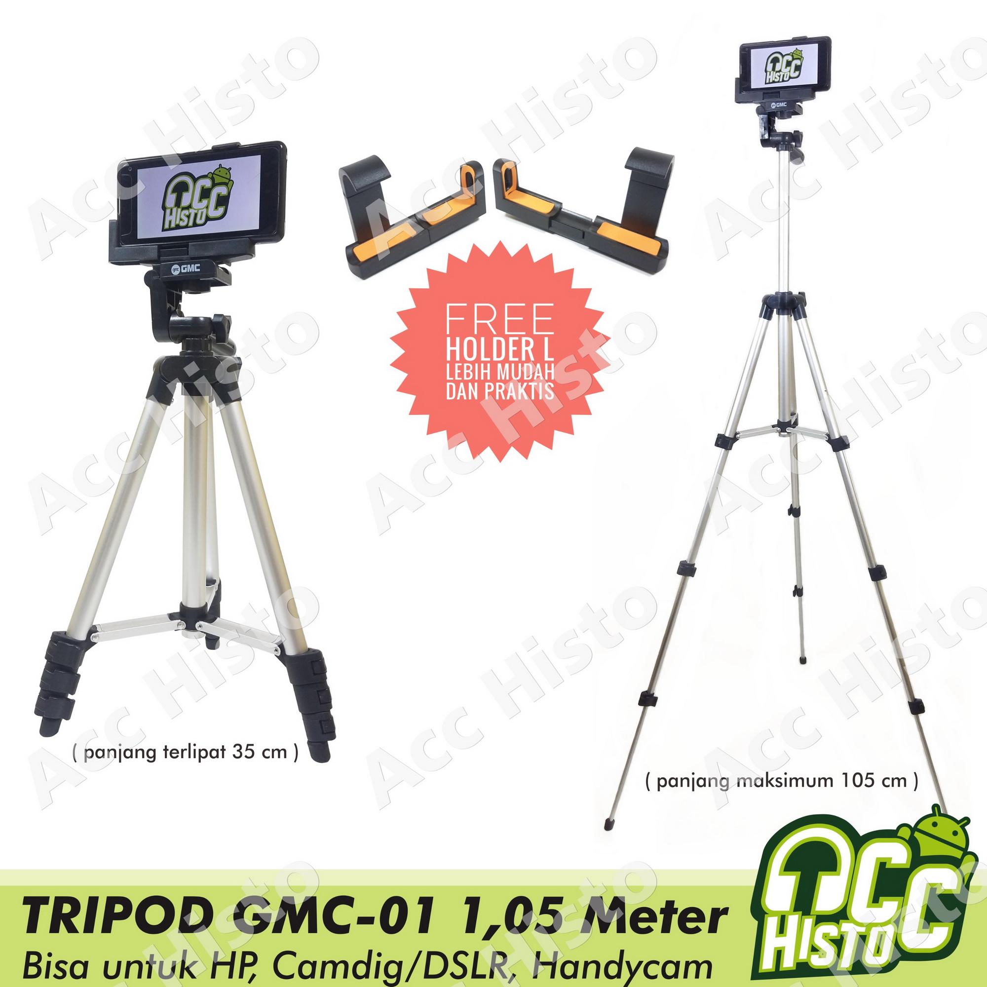 Tripod GMC Tinggi 1M / Meter + Holder L Premium Bisa Buat HP / Camera Digital / Handycam / DSLR