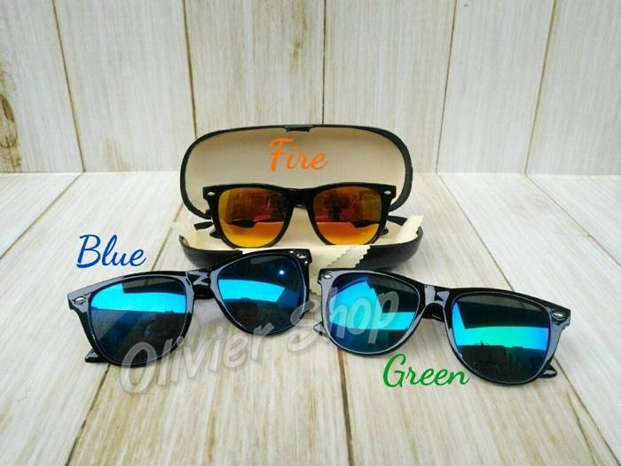 Kacamata Hitam Anak Bayi Bulat Lensa Biru Fire Mirror