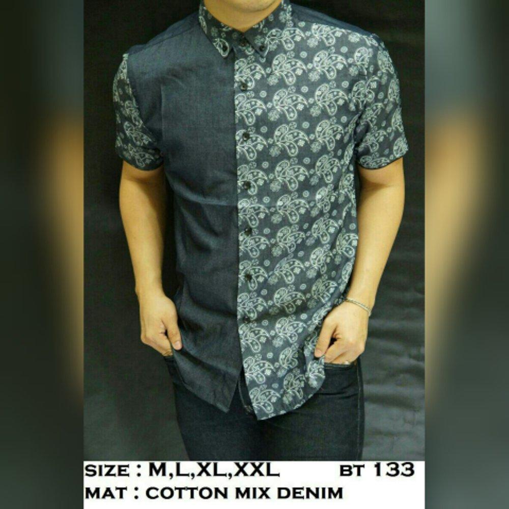 Baju Batik Kemeja Pria Slim fit BT 133 (fashion pria kaos oblong tshirt jaket celana jeans pendek panjang santai pesta kantor seragam blazer hem couple dress sweater pakaian muslim) di lapak New Trendy newtrendy