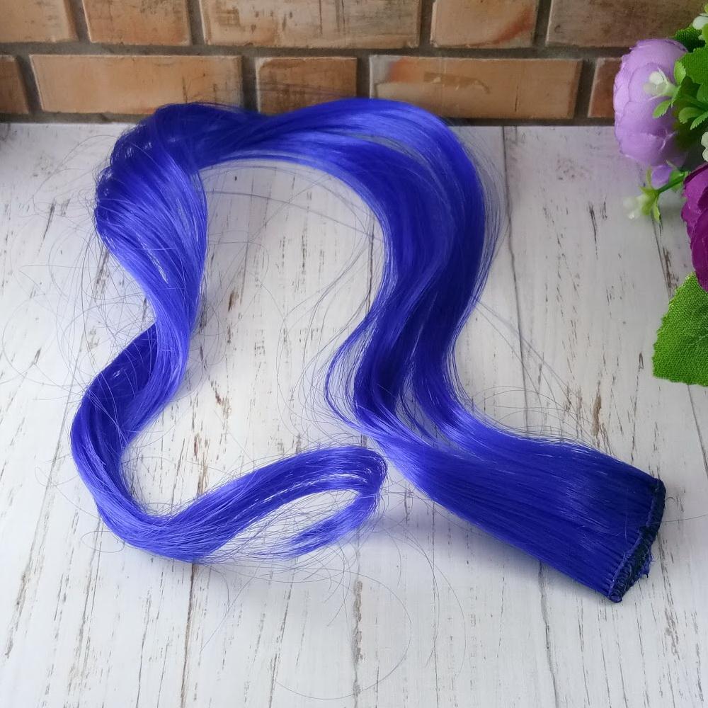 Anneui Single Hair Clip Curly Highlight Hair Clip Warna Cantik Bahan Sintetis Dark Blue
