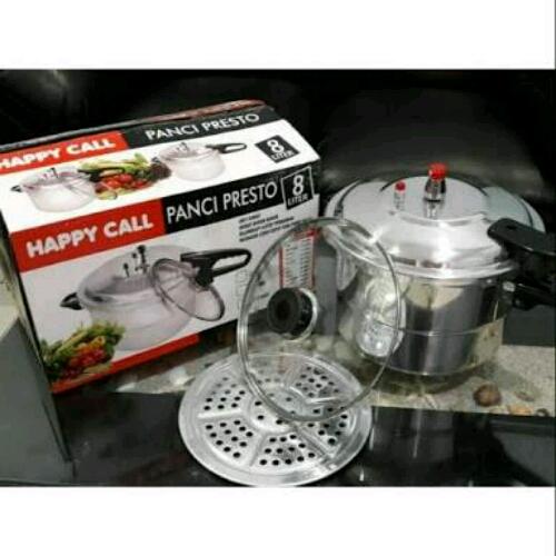 Panci Presto 3 in 1 Merk Happy Call 8 Liter + Sarangan & Tutup Kaca