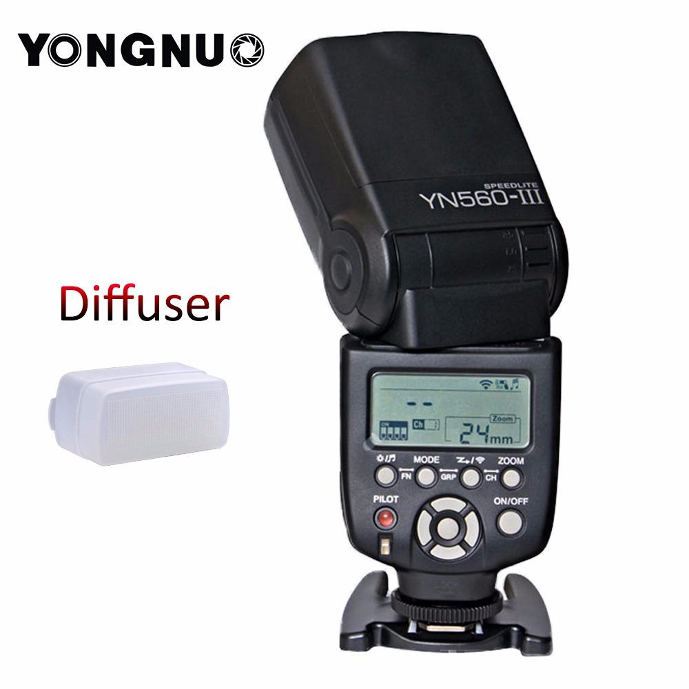Yongnuo YN-560 III Flash Speedlite untuk Canon Nikon DSLR Kamera +Diffuser