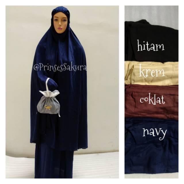 Muken Rayon polos panjang wanita / mukena Bali Polos manset tangan jumbo wanita muslimah Cream