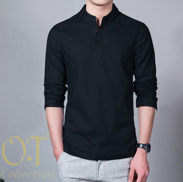 BaBa / Baju Pria / Kemeja Pria / Baju Koko Pria / Baju Lengan Panjang Pria / Baju Casual Pria / Baju Kaos Pria / T-Shirt Pria / Blouse Pria / Baju koko pria katun twill lengan panjang