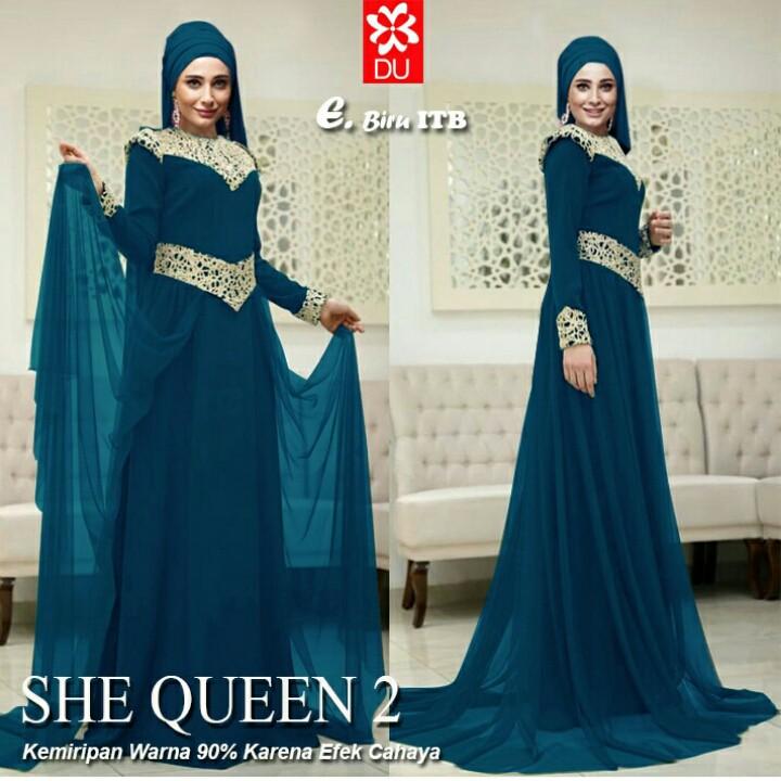 Gamis Maxi Brukat Queen Gaun Pesta Muslim Brukat- Kebaya Brukat Modern
