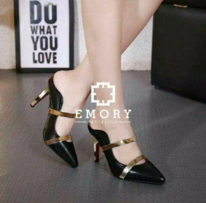 Sepatu Wanita High Heels SANDAL ST15 HITAM Elegant utk Pesta dan Kerja Murah Berkualitas