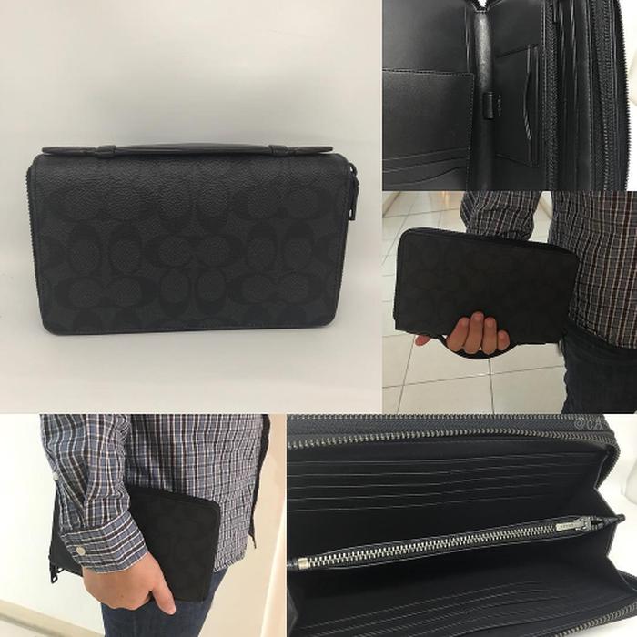 Tas Dompet Cowok Coach Original / Men Clutch Organizer Sign Black
