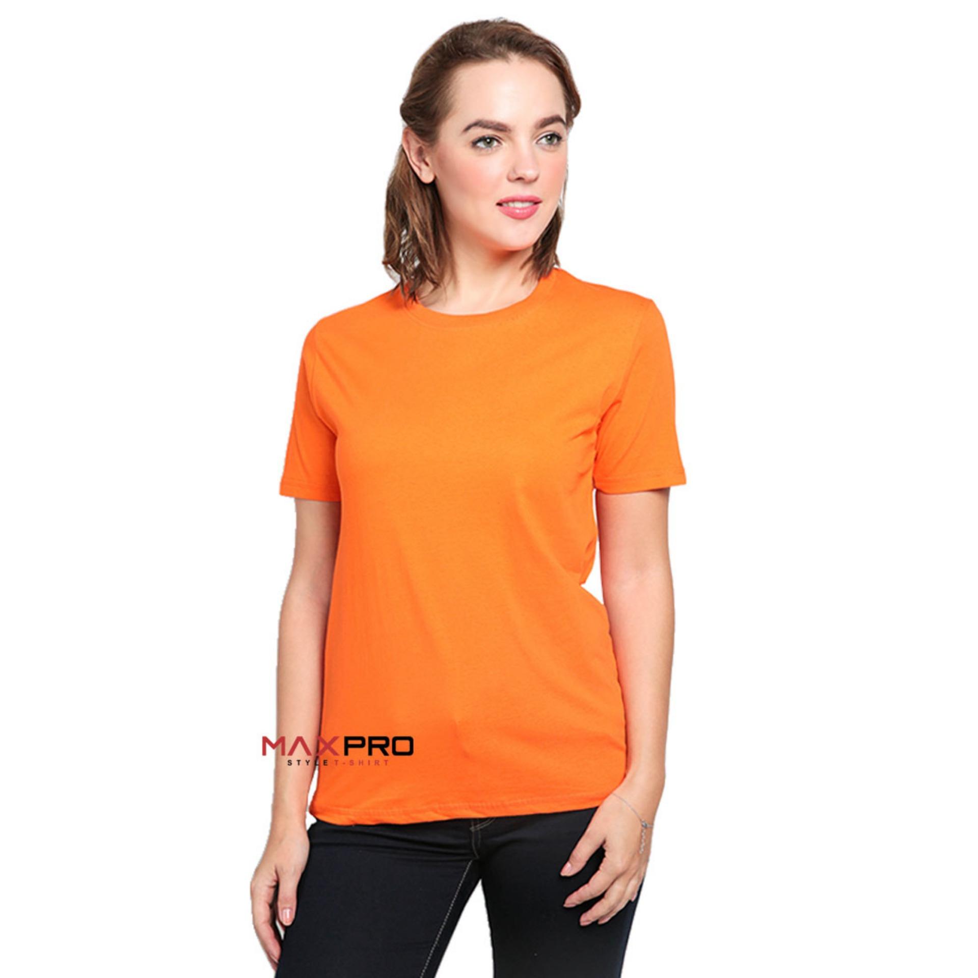 MaXPro Kaos Polos Wanita Orange - T-Shirt Distro Cewek Tumblr Tee / Kaos Oblong / Kaos Distro / Kaos Couple / Baju Kaos Atasan Wanita Oren