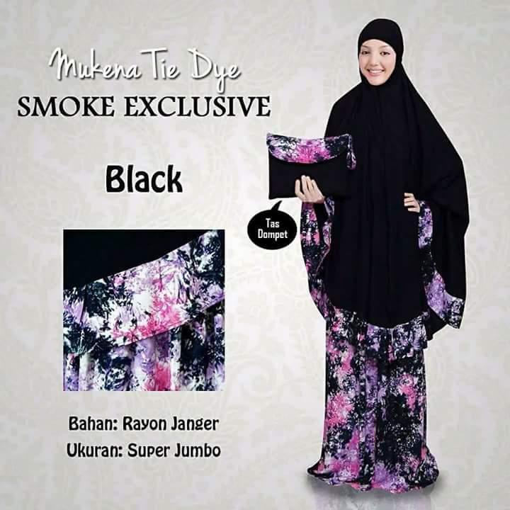 Terlaris Mukena Bali Dewasa Smoke Exclusive Tie Dye Lime Black Hitam