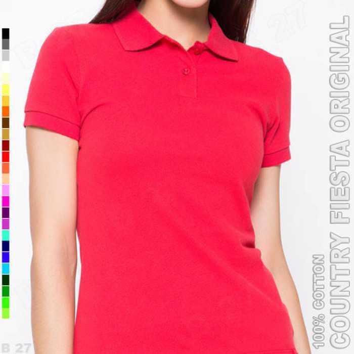 Best Seller!!! COUNTRY FIESTA Original P3-25 Kaos Polo Shirt Cewek Cotton Merah Cabe Keren Terbaru Murah