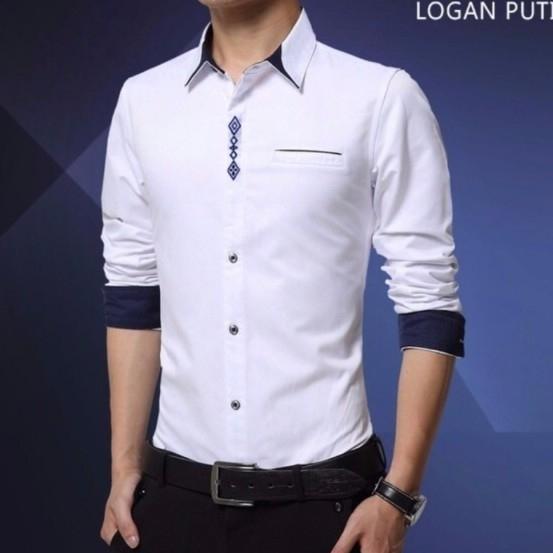 KEMEJA LOGAN . KEMEJA TANGAN PANJANG PRIA . BAJU FORMAL LELAKI . BAJU LEBARAN . BAJU MUSLIM . KAOS LELAKI . BLACK WHITE GREY MAROON NAVY , HITAM PUTIH ABU ABU MARUN BIRU DONGKER
