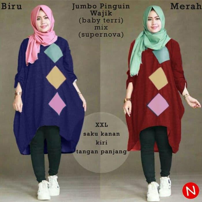 53361 jumbo pinguin wajik/baju tunik jumbo/atasan muslim wanita jumbo 