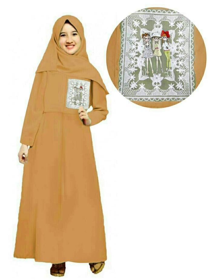 Baju Muslim Anak Zahra Syari Mustard Gamis Anak Hijab Baju Lebaran