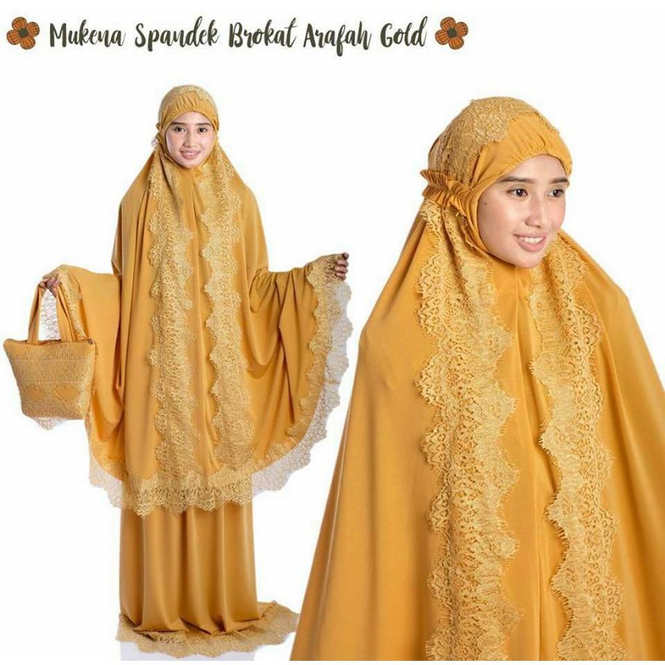 MUKENA DEWASA SPANDEK BROKAT ARAFAH GOLD