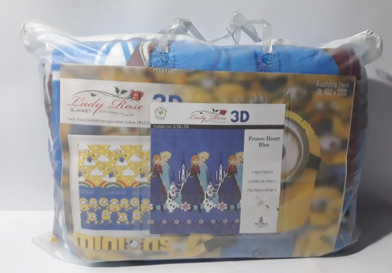 Selimut Lady Rose 3D Frozen Heart Blue