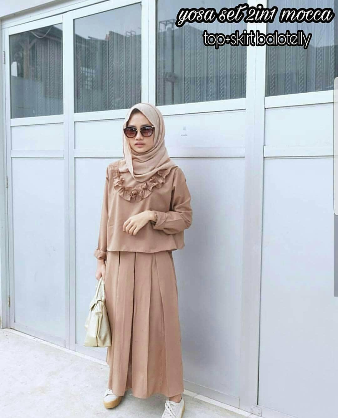 Baju Muslim Original Setelan Yosa Set 2in1 Baju Wanita Hijab Trendy Celana + Baju Atasan Modern Modis Casual Trendy Terbaru