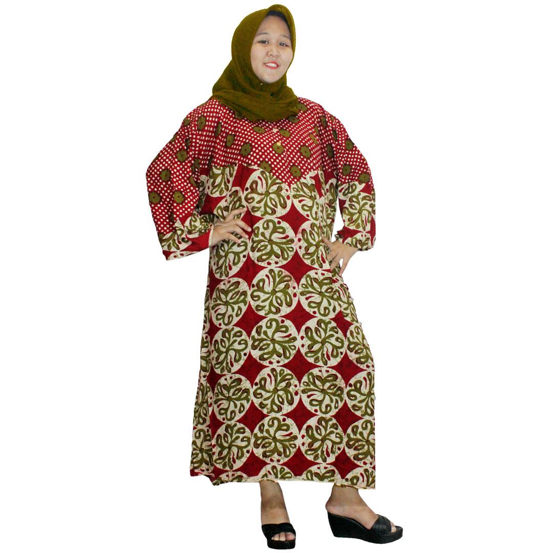 Pakaian Muslim Santai Ukuran Besar, Longdres Jumbo Batik, Kancing,Bumil,Busui (LPT003-28) Batikalhadi Online