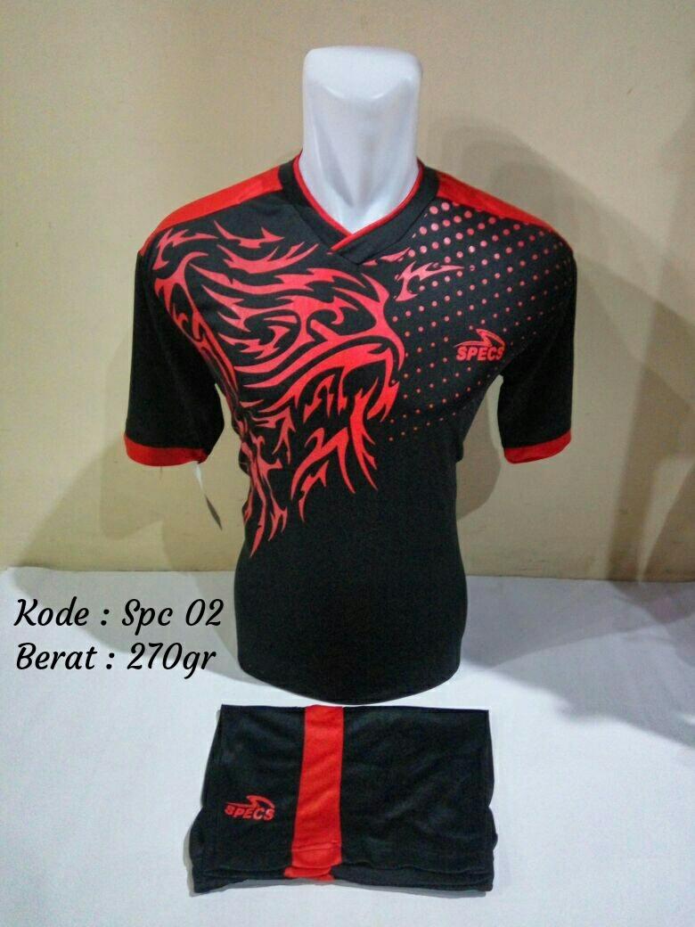 Baju kaos jersey bola setelan futsal bola/volly Specs 02 Hitam Merah