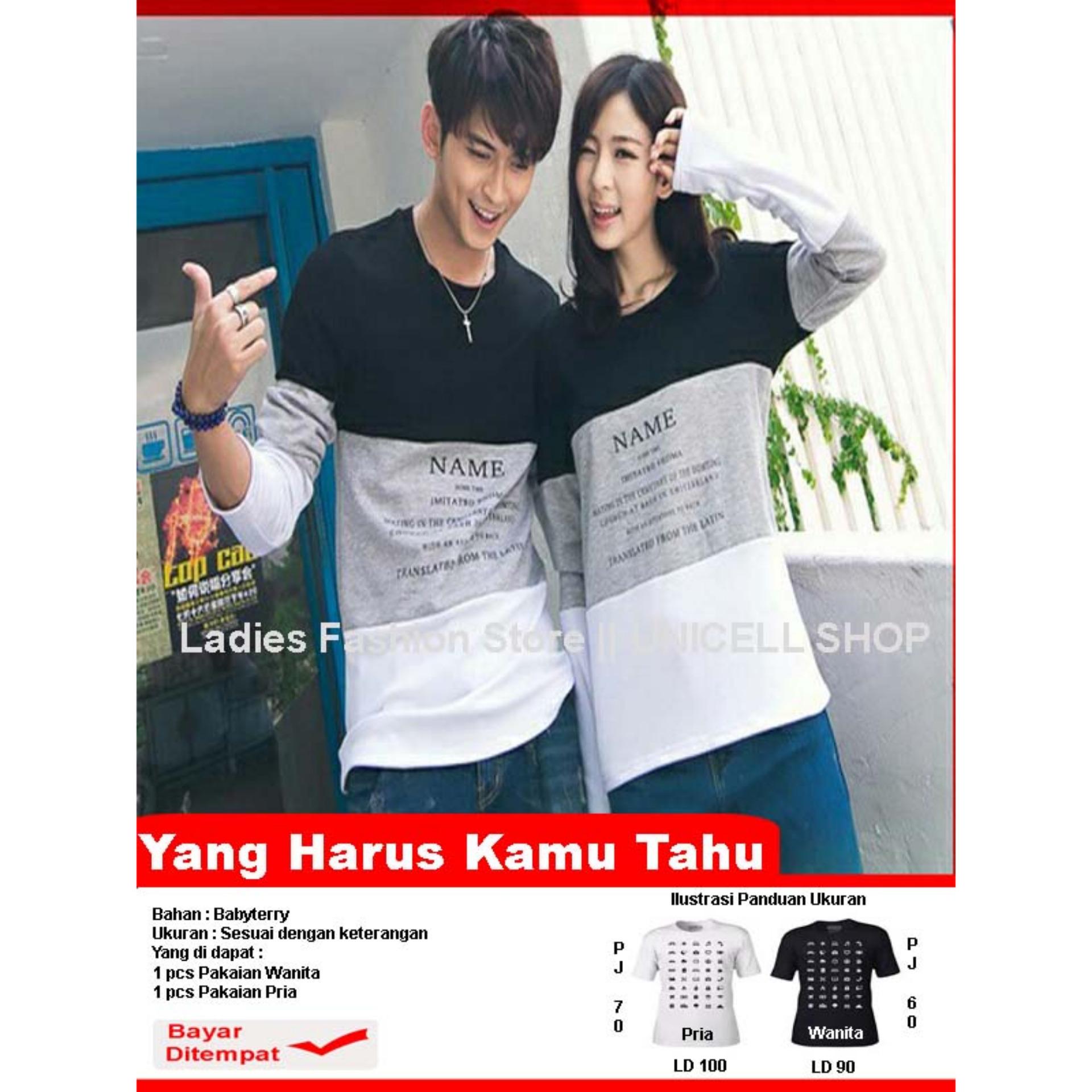 Baju Wanita Shop Kaos Couple lengan Panjang Name / Kaos Oblong / Sweater Pasangan / T-shirt Pasangan / Pakaian Kembar / Kaos Pria Wanita LC - Abu Hitam - A0124