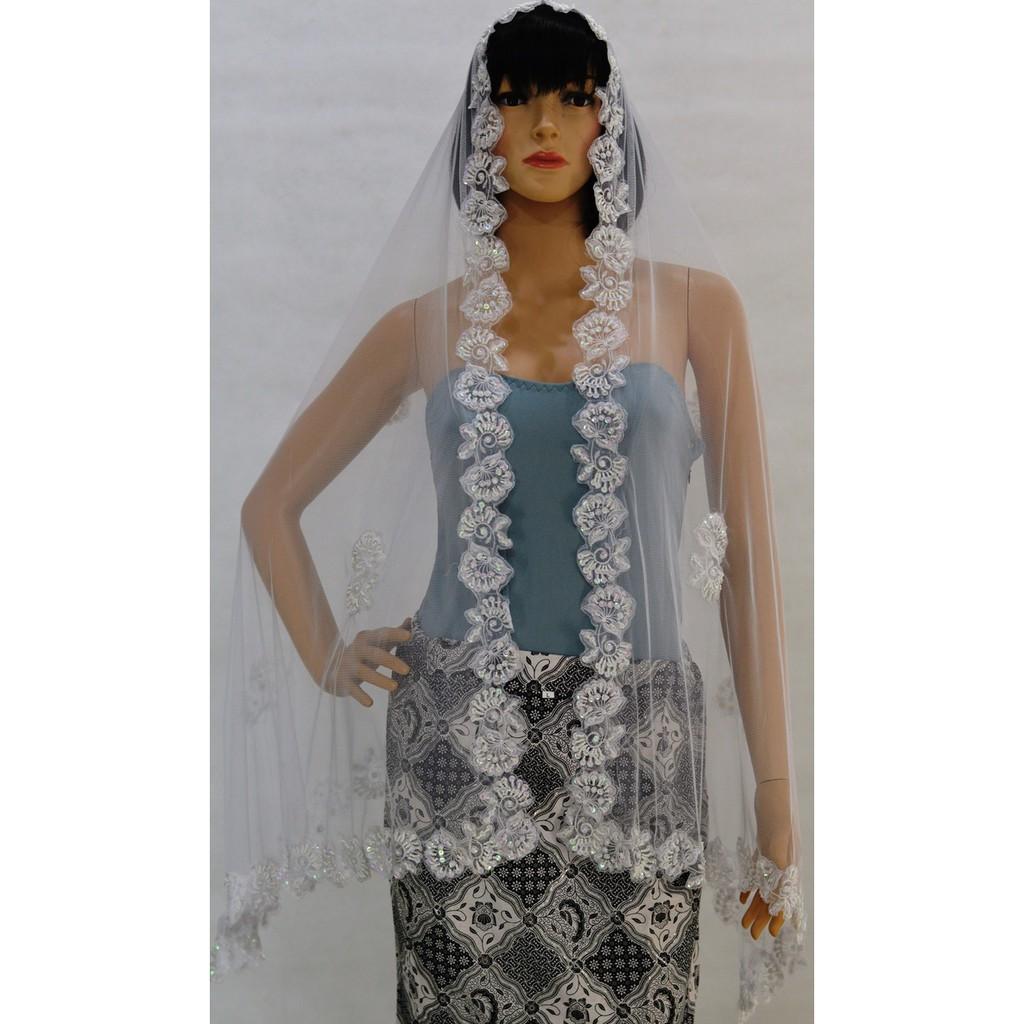 PROMO SALE ! Kerudung Kebaya Nikah Akad Ijab Kabul Putih Veil Selendang Pasmina PROMO TERMURAH