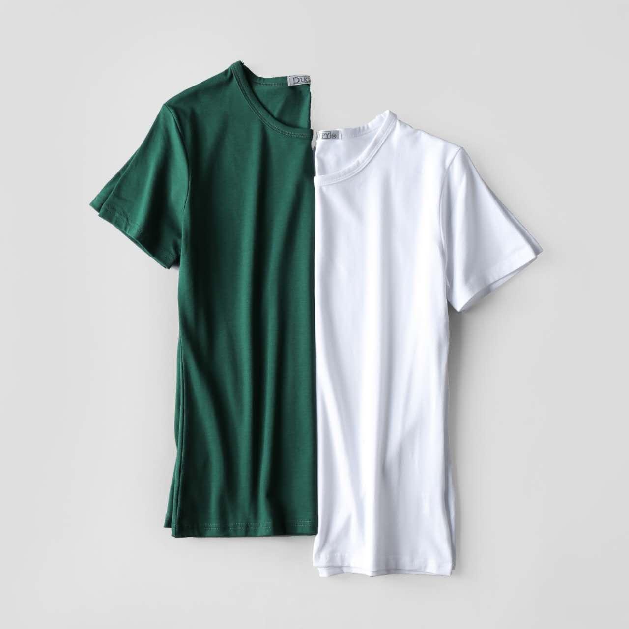 Baju Dalaman Warna Polos Panas Musim Siswa Kaos Lengan Bang Pendek (Leher Bulat Biru Tua