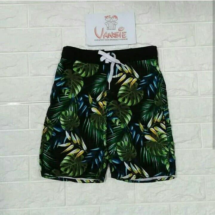 bawahan celana pendek pantai anak branded bahan polyester adem motif daun pantai