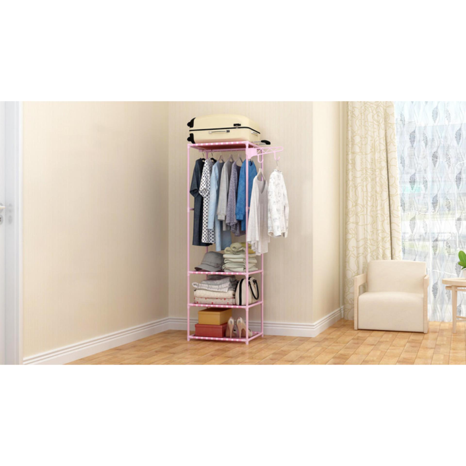 Almari Pakaian Furniture Lemari Baju Lemari Baju Anak Minimalis Lemari Pakaian Anak Murah Almari Tanpa Penutup MHX18 Pink Polka