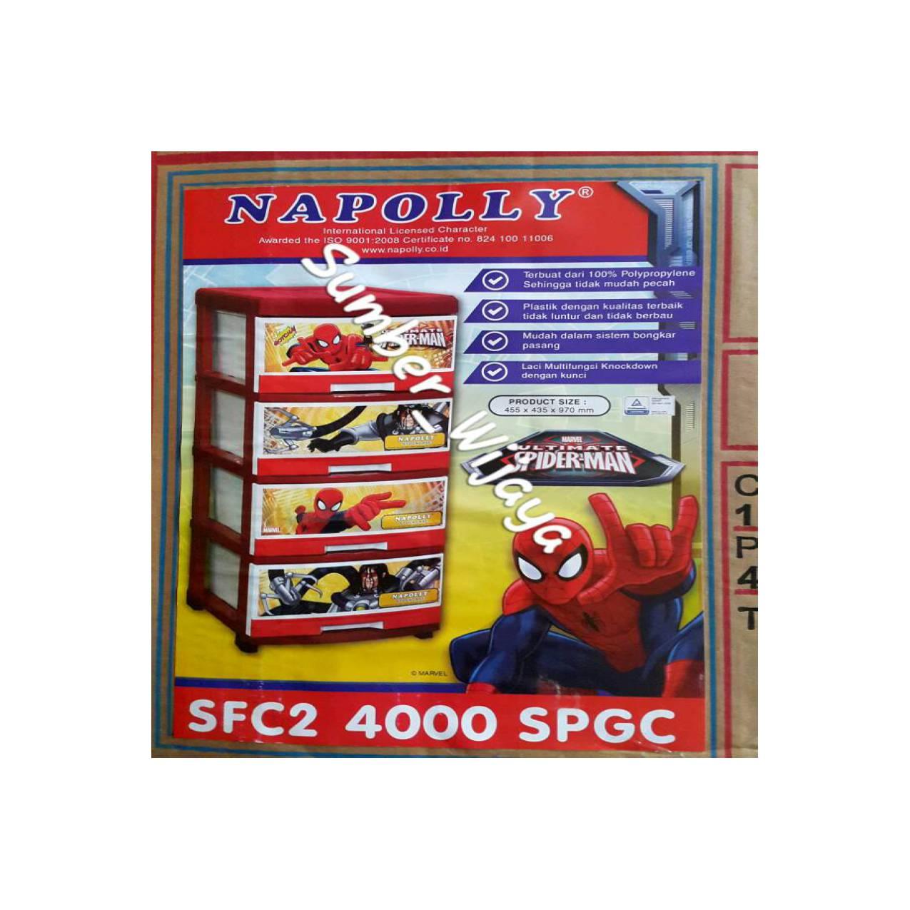 Lemari Laci Plastik Napolly Susun 4 - Spiderman SFC2 4000 SPGC