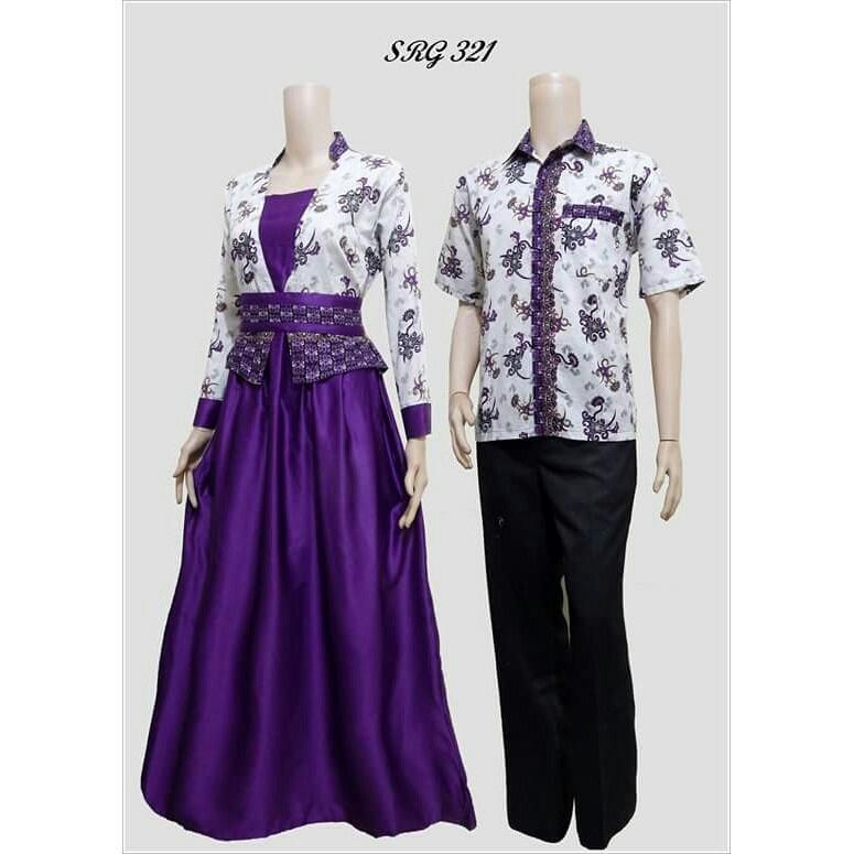 TERMURAH - Batik Couple Modern / Couple Batik / Batik Sarimbit / Baju Batik Kondangan / Baju Batik SRG 321 Ungu