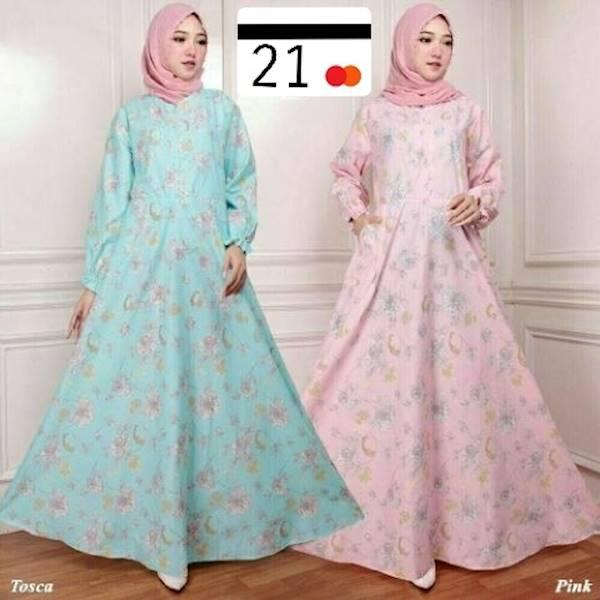 Maxy Cantik Elma Series Dress Payung Maxi Bunga Abstrak Simpel Gamis