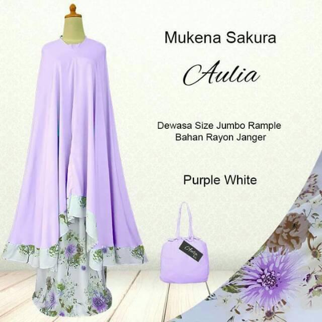 Mukena dewasa motif bunga sakura bahan rayon janger adem lembut dan nyaman di pakai