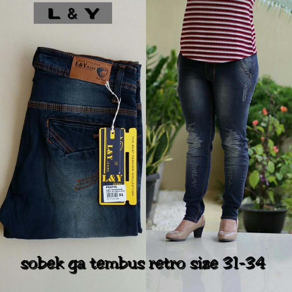 GA CELANA JEANS CEWE MOTIF SOBEK GA TEMBUS RETRO KEREN