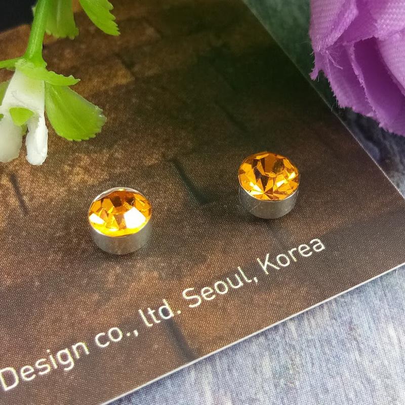 Anneui - Anting magnet kristal tanpa tindik swag kpop korea - Ukuran 5 mm