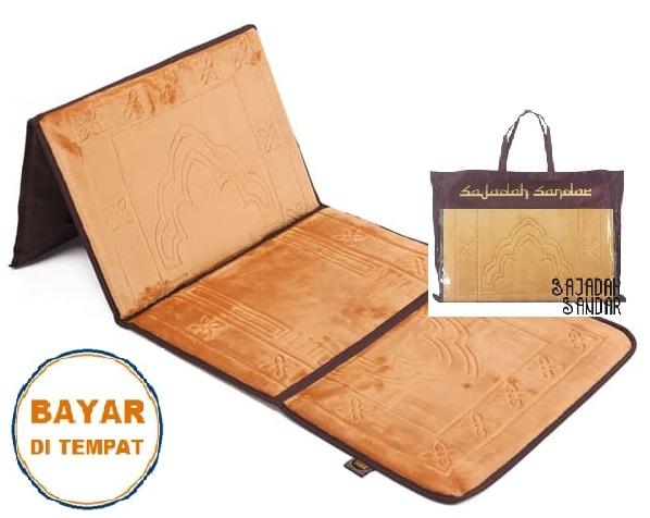 (EMAS) 1 Sajadah Sandar Surabaya 100% Premium Quality Sajadah Lipat Portable Beludru